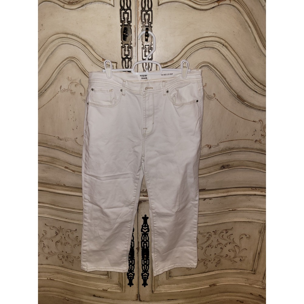 Kensie Vintage Luxe The Wide Leg Crop Jeans White Size 10/30